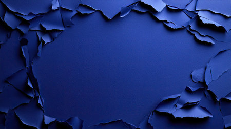 This image showcases a vibrant blue torn paper background featuring intricate layers and edges, perfect for creative projects. It offers a striking visual foundation.の素材