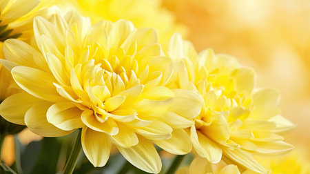 A stunning close-up of vibrant yellow flowers in full bloom, showcasing their delicate petals and serene beauty, perfect for adding warmth and joy to any project.の素材
