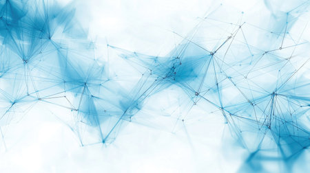 This abstract image features a network design in light blue tones, emphasizing geometric patterns and connections perfect for digital themes and backgrounds.の素材