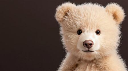 This charming plush bear toy features a friendly expression and soft fur, perfect for adding joy and comfort to any space. Ideal for children or as a whimsical decor piece.の素材
