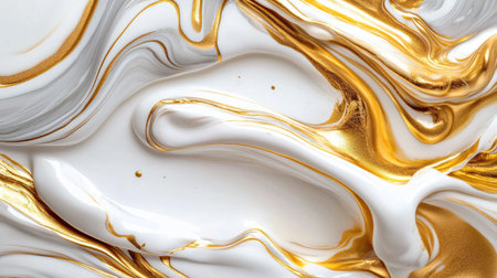 This elegant abstract design features a stunning swirl of gold and white, creating a luxurious and modern backdrop perfect for various creative projects.の素材
