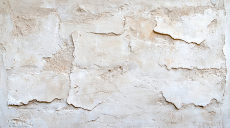 This image showcases a textured wall surface with peeling plaster, featuring earthy tones and a rustic appearance. Ideal for backgrounds and design projects.の素材