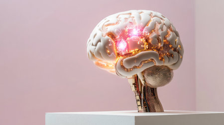 This captivating brain sculpture combines modern design with neon lights, creating a stunning art piece that embodies innovation and creativity. The unique structure invites curiosity and reflection.の素材