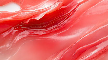 A captivating abstract image featuring a smooth pink texture with glossy swirls. This artwork displays vibrant, fluid patterns that evoke a sense of motion and elegance.の素材