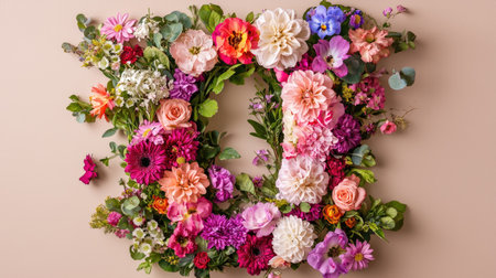 A stunning floral arrangement showcasing an array of vibrant flowers on a soft background, perfect for spring decorations and nature-inspired designs.の素材