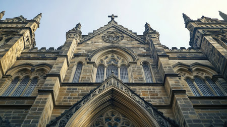 The architectural grandeur of the Bombay High Court, with its Neo-Gothic design against a clear sky.の素材