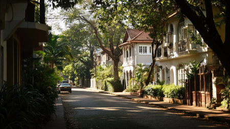 The old-world charm of Ballard Estate, with its colonial buildings and quiet streets.の素材