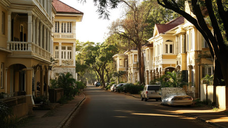 The old-world charm of Ballard Estate, with its colonial buildings and quiet streets.の素材