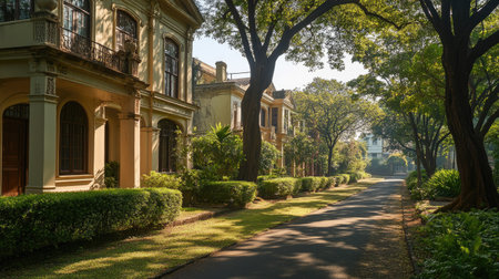 The old-world charm of Ballard Estate, with its colonial buildings and quiet streets.の素材
