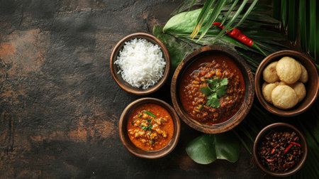 Kiri hodi served with hoppers and coconut sambol in Sri Lanka. Copy space available.の素材