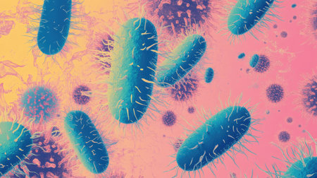 Illustration of harmful germs with ample text areaの素材