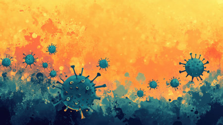 Illustration of pathogens with clear copy spaceの素材