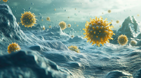 Surface contaminated with germs and ample room for warningsの素材