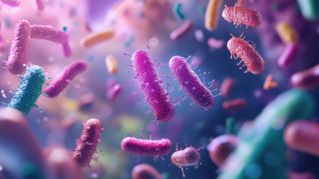 Surface with bacteria and ample space for health adviceの素材