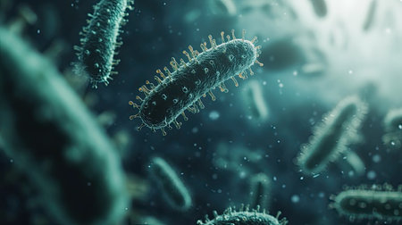 Close-up of bacteria with space for health tipsの素材