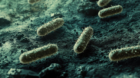 Bacteria on a surface with spacious copy areaの素材