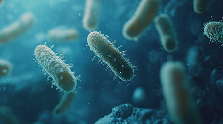 Animated bacteria with visible copy spaceの素材