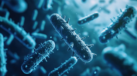Detailed image of bacteria with ample space for informationの素材
