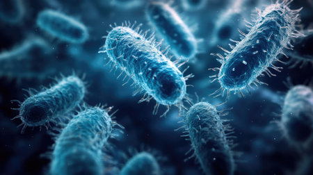 Bacteria on a surface with spacious copy areaの素材