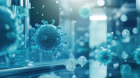 Bacteria on medical equipment with large copy spaceの素材