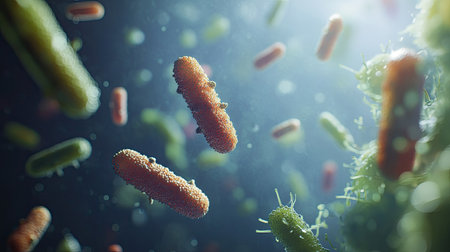 Animated bacteria with visible copy spaceの素材