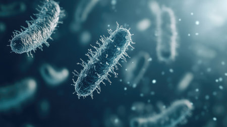 Bacteria on a surface with clear copy spaceの素材