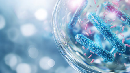 Bacteria on medical equipment with large copy spaceの素材