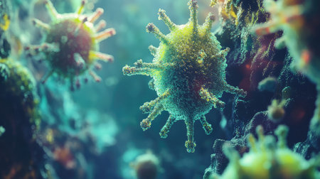 Digital germs with clear copy space for educational contentの素材