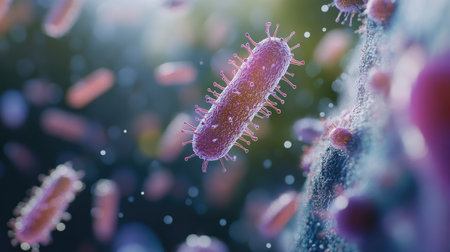 Close-up of germs with enough room for medical adviceの素材