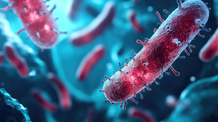 Germs and pathogens with clear area for health informationの素材