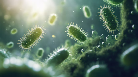 Germs under magnification with large copy spaceの素材