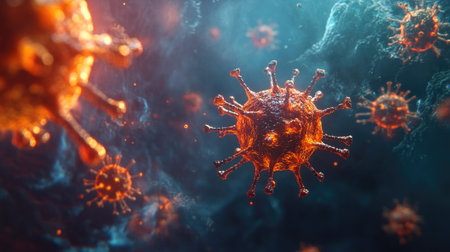 Digital germs model with visible copy area for warningsの素材