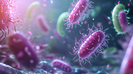 Digital depiction of germs with clear copy areaの素材