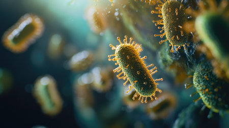 Close-up of germs with enough room for medical adviceの素材