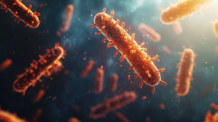 High-definition bacteria with space for warning textの素材