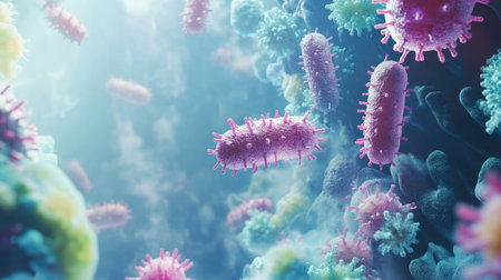 High-resolution image of germs with space for a warningの素材