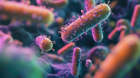 High-resolution image of germs with space for a warningの素材