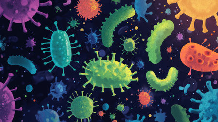 Illustration of germs with ample space for educational textの素材
