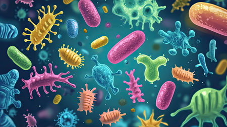 Illustration of germs with ample space for educational textの素材