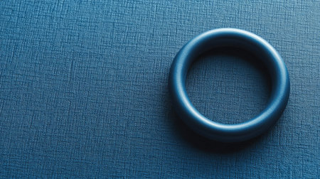 Pilates ring on a clean workout mat, with space for copy promoting Pilates and flexibility training.の素材