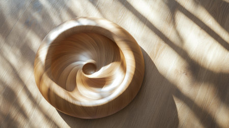 Twist plate on a wooden floor with ample copy space for promoting balance and strength.の素材