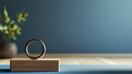 Pilates ring resting beside a yoga block, with space for copy promoting body toning and Pilates practice.の素材