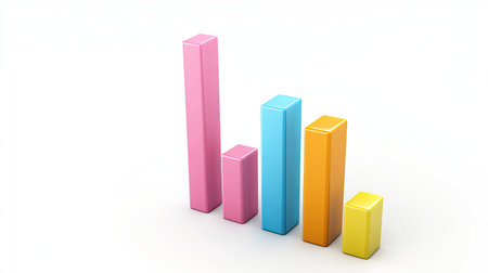 3D bar chart illustrating cost structure of business on a clean white background, copy space.の素材