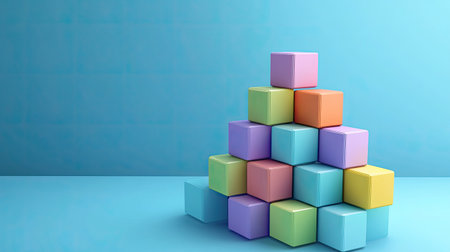 3D diagram of business expenses shown as blocks in a pyramid format, with copy space.の素材