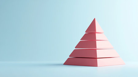 Abstract 3D cost structure pyramid on a white surface, with room for text.の素材