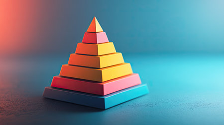 3D business cost pyramid in a modern style, top view, plenty of room for text.の素材
