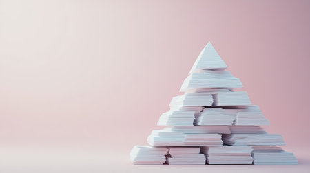 3D business cost pyramid model, displaying expenses visually with open copy space.の素材