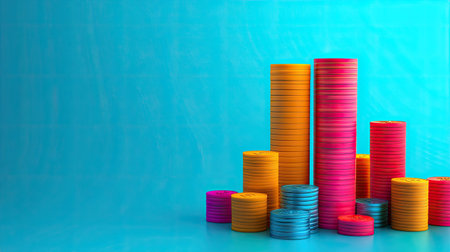 Abstract 3D business cost structure in bright colors, clean background, copy space.の素材