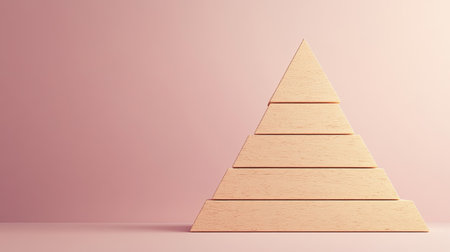 A detailed 3D cost structure pyramid for business on a minimal surface, with room for copy.の素材