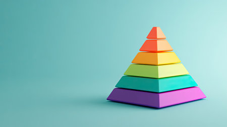 A detailed 3D cost structure pyramid for business on a minimal surface, with room for copy.の素材